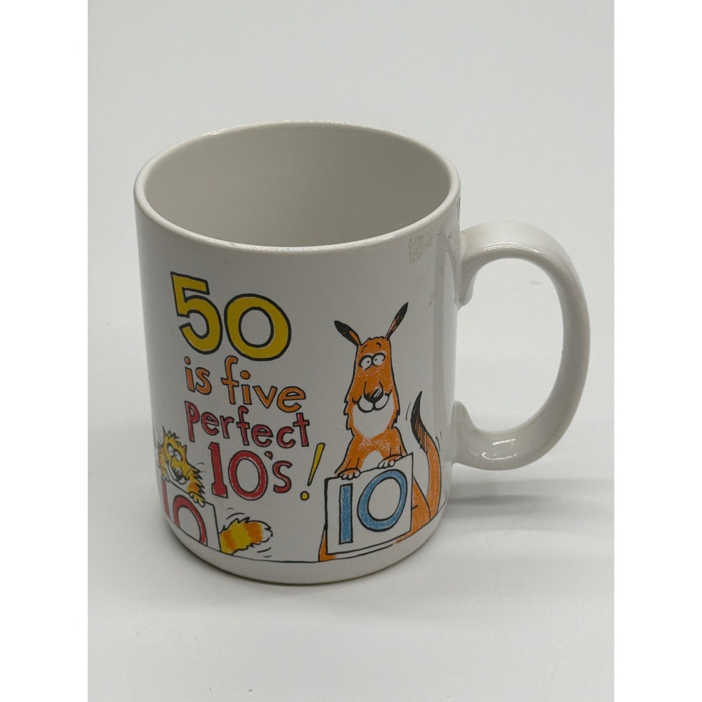 Vintage Shoebox Greetings Hallmark 50th Birthday Mug 50 is Five Perfect 10s